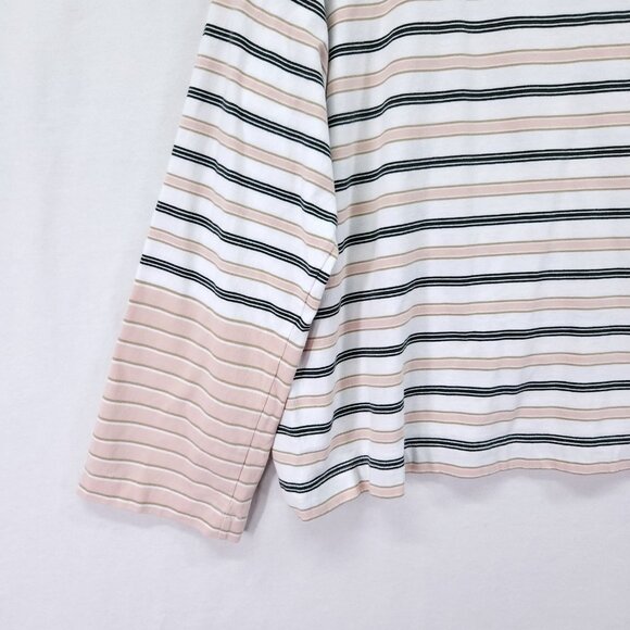 Madewell Easy Crewneck Long-Sleeve Tee Size Medium Stripe Pale Blush - Picture 7 of 12